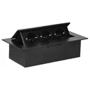 141080 - Recessed furniture socket with flat edge, 3x2P+E (Schuko), black