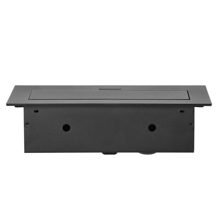 141080 - Recessed furniture socket with flat edge, 3x2P+E (Schuko), black