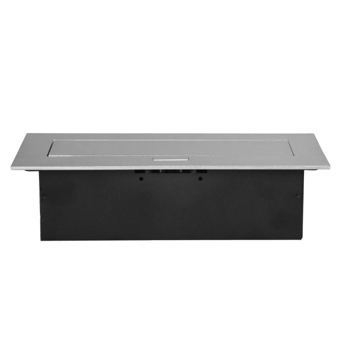 141079 - Recessed furniture socket with flat edge, 3x2P+E (Schuko), silver