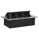 141079 - Recessed furniture socket with flat edge, 3x2P+E (Schuko), silver