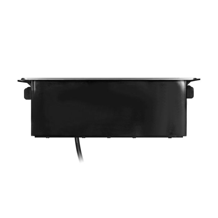 141076 - Recessed furniture power box 3 sockets E type, 2 USB ports, black-silver, INOX, cable is 2 m long