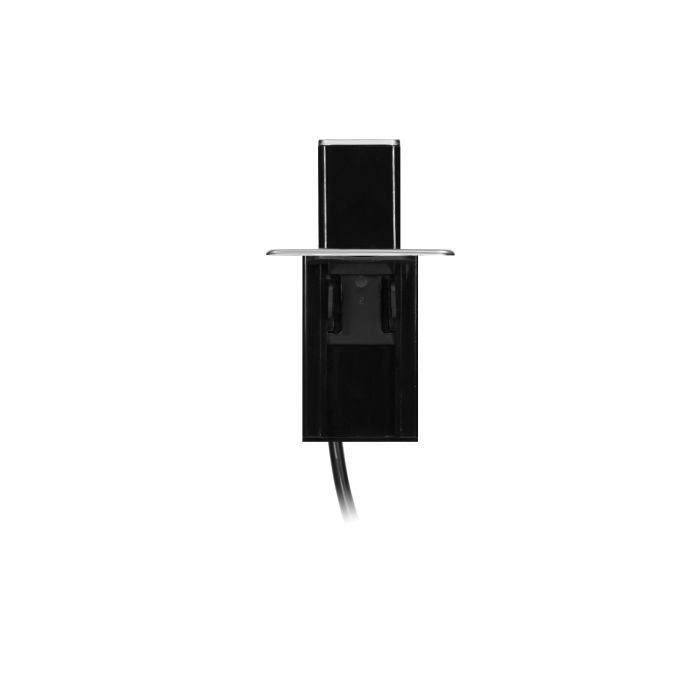 141076 - Recessed furniture power box 3 sockets E type, 2 USB ports, black-silver, INOX, cable is 2 m long