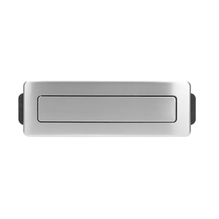 141076 - Recessed furniture power box 3 sockets E type, 2 USB ports, black-silver, INOX, cable is 2 m long