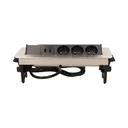 141075 - Recessed furniture socket with two USB chargers and 1.8m cable 3 x 230V AC/16A; 3680W; IP20; 2xUSB; cabel lenght 1,8 m