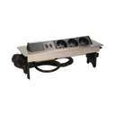 141075 - Recessed furniture socket with two USB chargers and 1.8m cable 3 x 230V AC/16A; 3680W; IP20; 2xUSB; cabel lenght 1,8 m