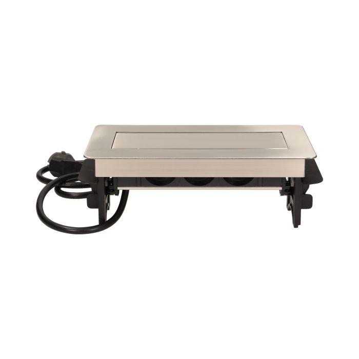 141074 - Recessed furniture socket with 1.8m cable 3 x 230V AC/16A; 3680W; IP20; cabel lenght 1,8 m