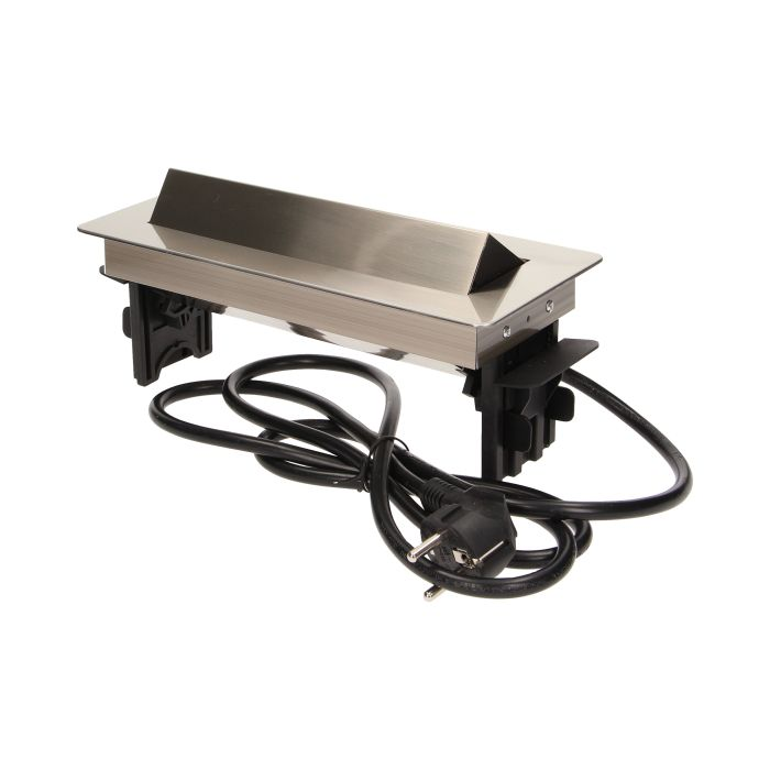 141074 - Recessed furniture socket with 1.8m cable 3 x 230V AC/16A; 3680W; IP20; cabel lenght 1,8 m