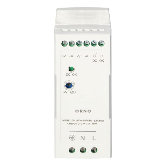 140830 - Industrial power supply for a DIN rail, 24VDC, 1.7A, 40W, plastic housing