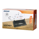 141071 - Flush-mounted furniture socket with flat milled edge, anti-dust brush, USB charger and 1.5m cable, 2x2P+E, 2xUSB, 2xNET, black