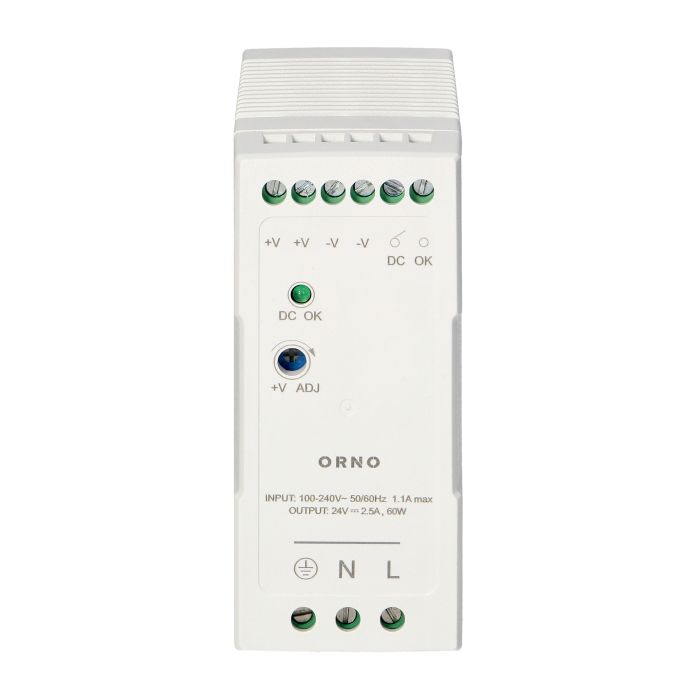 140831 - Industrial power supply for a DIN rail, 24VDC, 2.5A, 60W, plastic housing