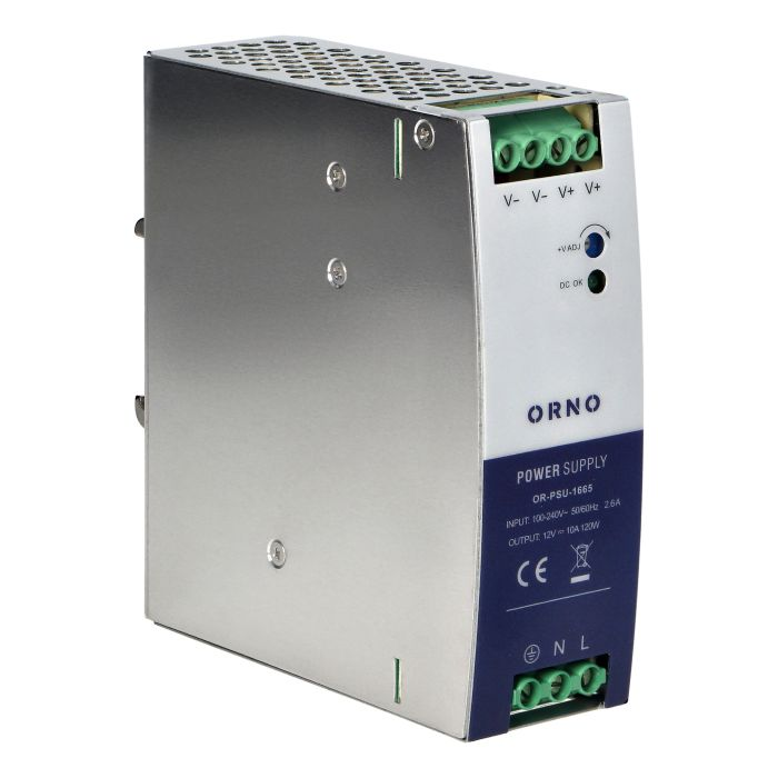 140833 - Industrial power supply for a DIN rail, 12VDC, 10A, 120W, plastic housing
