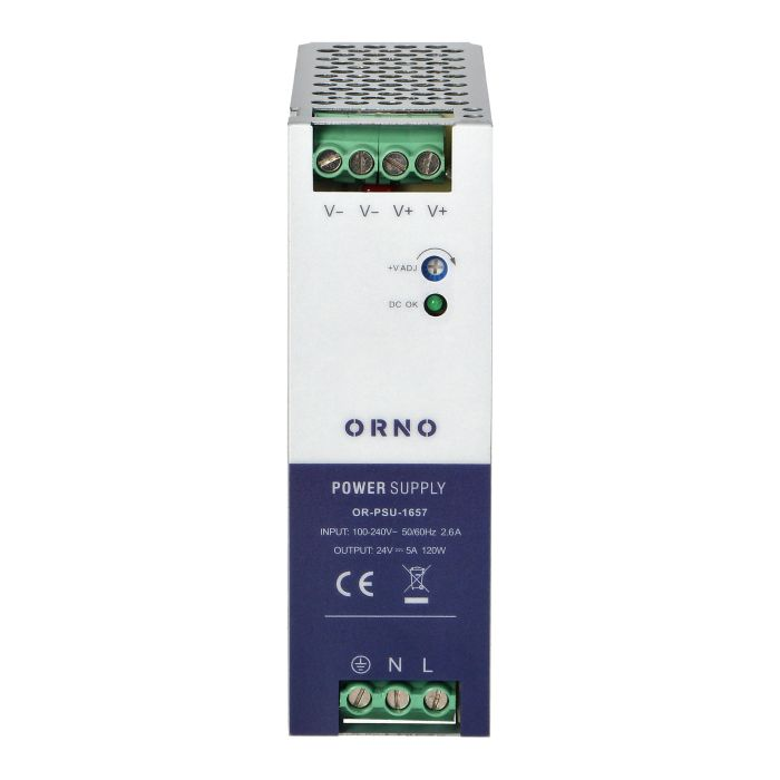 140835 - Industrial power supply for a DIN rail, 24VDC, 5A, 120W, metal housing