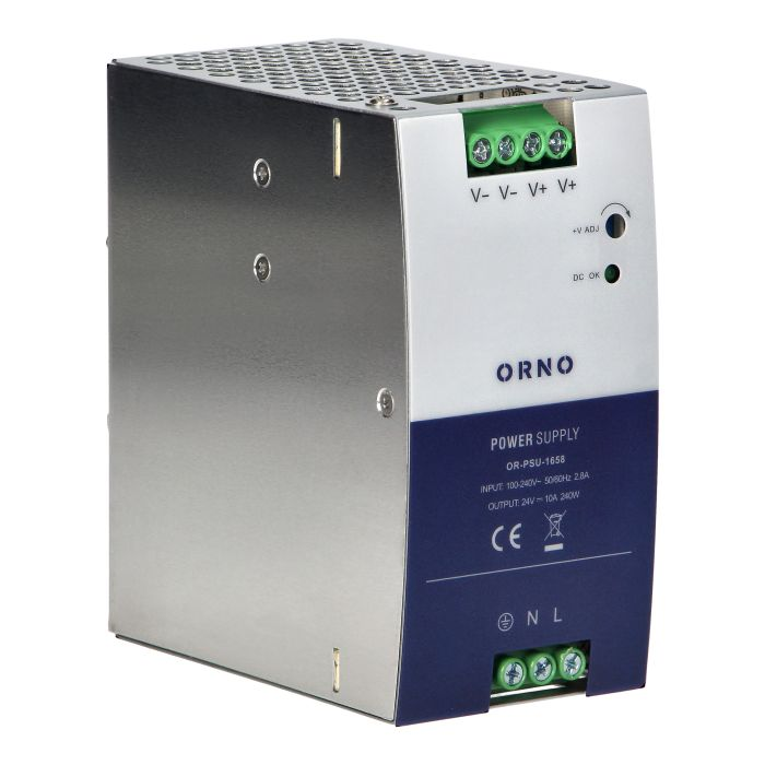 140836 - Industrial power supply for a DIN rail, 24VDC, 10A, 240W, metal housing