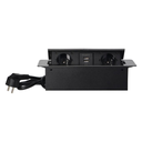 141070 - Recessed furniture socket with two USB chargers and 1.5m long cable, graphite 230V AC/ 50 Hz; 2 x 2P+E; 3600W; USB output: 5V DC/2,1A; available colors: graphite