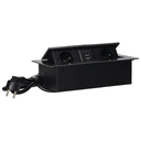 141070 - Recessed furniture socket with two USB chargers and 1.5m long cable, graphite 230V AC/ 50 Hz; 2 x 2P+E; 3600W; USB output: 5V DC/2,1A; available colors: graphite