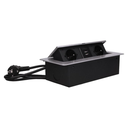 141064 - Recessed furniture socket with two USB chargers and 1.5m long cable, silver 230V AC/ 50 Hz; 2 x 2P+E; 3600W; USB output: 5V DC/2,1A; available colors: silver