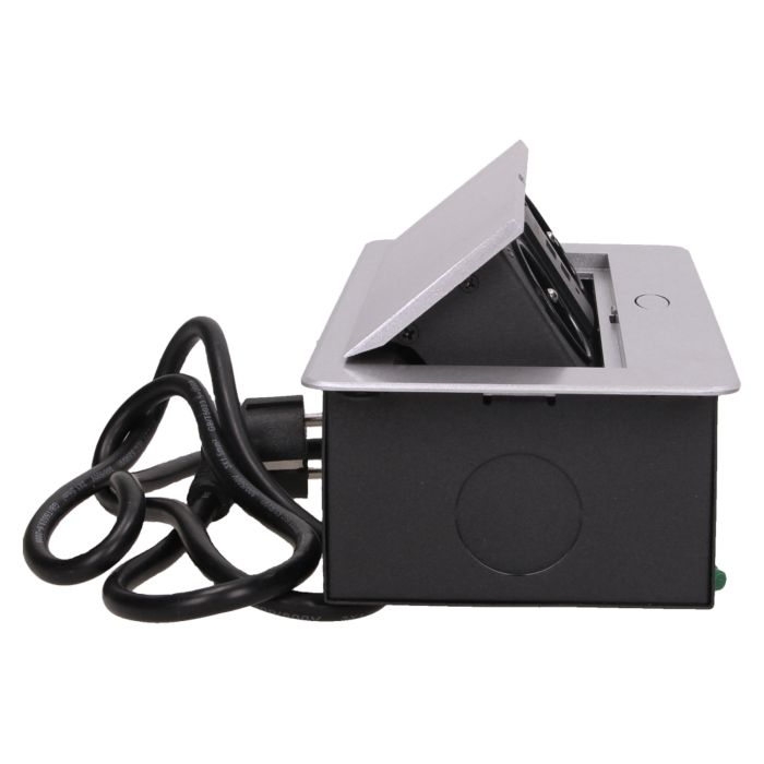141064 - Recessed furniture socket with two USB chargers and 1.5m long cable, silver 230V AC/ 50 Hz; 2 x 2P+E; 3600W; USB output: 5V DC/2,1A; available colors: silver