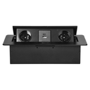 141060 - Recessed furniture socket with flat milled edge and USB charger, 2x2P+E,2x USB (type A+C; 3.6A), black