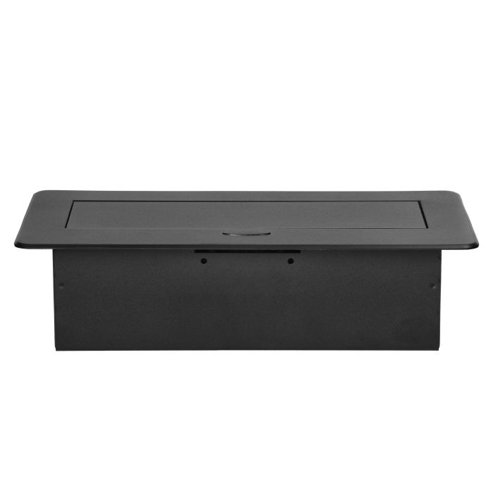 141060 - Recessed furniture socket with flat milled edge and USB charger, 2x2P+E,2x USB (type A+C; 3.6A), black