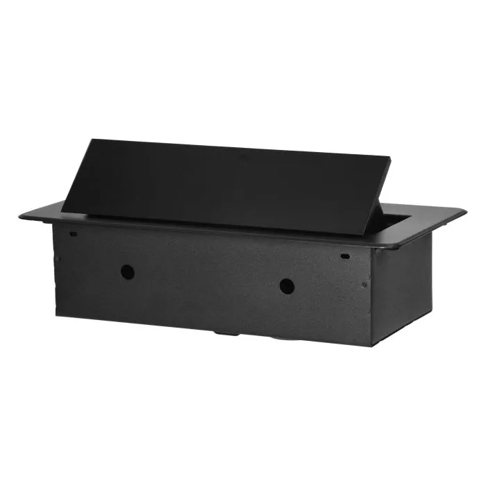 141060 - Recessed furniture socket with flat milled edge and USB charger, 2x2P+E,2x USB (type A+C; 3.6A), black