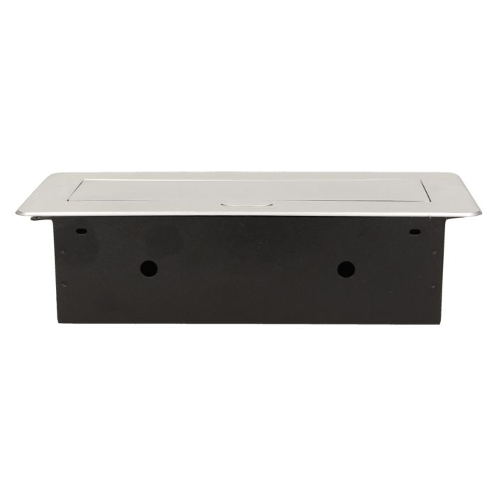 141059 - Recessed furniture socket with two USB chargers, silver 230V AC/ 50 Hz; 2 x 2P+E; 3600W; USB output: 5V DC/2,1A; available colors: silver