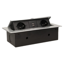 141059 - Recessed furniture socket with two USB chargers, silver 230V AC/ 50 Hz; 2 x 2P+E; 3600W; USB output: 5V DC/2,1A; available colors: silver
