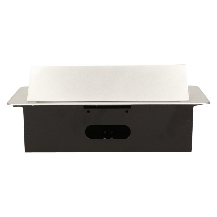 141059 - Recessed furniture socket with two USB chargers, silver 230V AC/ 50 Hz; 2 x 2P+E; 3600W; USB output: 5V DC/2,1A; available colors: silver