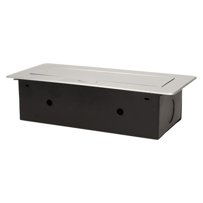 141059 - Recessed furniture socket with two USB chargers, silver 230V AC/ 50 Hz; 2 x 2P+E; 3600W; USB output: 5V DC/2,1A; available colors: silver