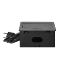 141058 - Recessed furniture socket with USB charger and 1.5m long cable, 1x2P+E, 2xUSB (type A, 2.1A), flat milled edge, black