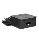 141058 - Recessed furniture socket with USB charger and 1.5m long cable, 1x2P+E, 2xUSB (type A, 2.1A), flat milled edge, black