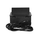141058 - Recessed furniture socket with USB charger and 1.5m long cable, 1x2P+E, 2xUSB (type A, 2.1A), flat milled edge, black