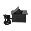 141058 - Recessed furniture socket with USB charger and 1.5m long cable, 1x2P+E, 2xUSB (type A, 2.1A), flat milled edge, black