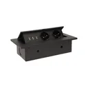 141057 - Recessed furniture socket 2x2P+E with three USB ports (wihout USB-charger), black power supply: 230V AC / 56-60Hz; maximum load: 3600W; protection rating: IP20; colour: black