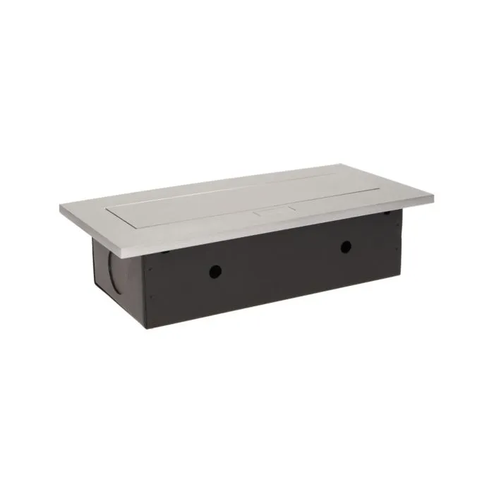 141056 - Recessed furniture socket 2x2P+E with three USB ports (wihout USB-charger), silver power supply: 230V AC / 56-60Hz; maximum load: 3600W; protection rating: IP20; colour: silver