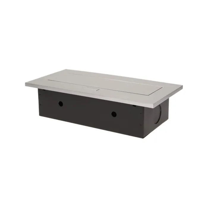 141056 - Recessed furniture socket 2x2P+E with three USB ports (wihout USB-charger), silver power supply: 230V AC / 56-60Hz; maximum load: 3600W; protection rating: IP20; colour: silver