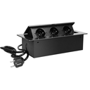 141055 - Recessed furniture socket 3x2P+E with 1.5m cable, graphite power supply: 230V AC / 56-60Hz; maximum load: 3600W; protection rating: IP20; colour: graphite