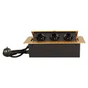 141054 - Recessed furniture socket 3x2P+E with 1.5m cable, gold power supply: 230V AC / 56-60Hz; maximum load: 3600W; protection rating: IP20; colour: gold