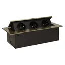 141048 - Recessed furniture socket 3x2P+E, brass power supply: 230V AC / 56-60Hz; maximum load: 3600W; protection rating: IP20;