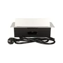 141050 - Recessed furniture socket 3x2P+E with 1.5m cable, silver power supply: 230V AC / 56-60Hz; maximum load: 3600W; protection rating: IP20; colour: silver