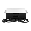 141051 - Recessed furniture sockets 3x2P+E with 3m cable flat and milled edge, silver