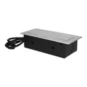 141051 - Recessed furniture sockets 3x2P+E with 3m cable flat and milled edge, silver
