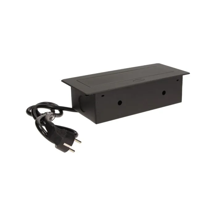 141052 - Recessed furniture socket 3x2P+E with 1.5m cable, black power supply: 230V AC / 56-60Hz; maximum load: 3600W; protection rating: IP20; colour: silver