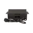 141052 - Recessed furniture socket 3x2P+E with 1.5m cable, black power supply: 230V AC / 56-60Hz; maximum load: 3600W; protection rating: IP20; colour: silver