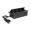 141053 - Recessed furniture sockets 3x2P+E with 3m cable flat and milled edge, black