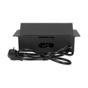141053 - Recessed furniture sockets 3x2P+E with 3m cable flat and milled edge, black
