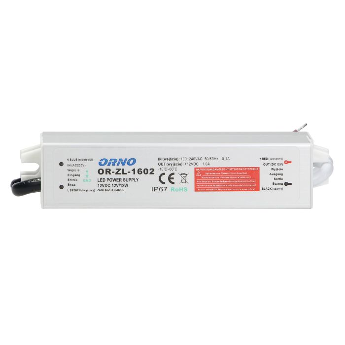 140863 - LED driver AC/DC 12V/12W, IP67 12V, 12W, IP67