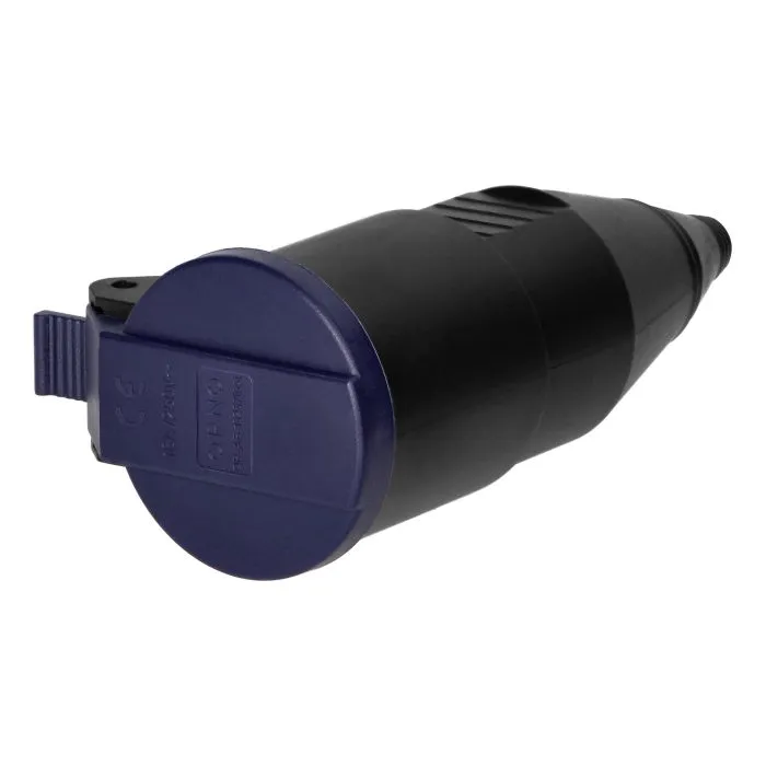 140920 - Workshop socket with a cover, 2P+E Schuko, black