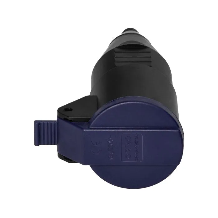 140920 - Workshop socket with a cover, 2P+E Schuko, black