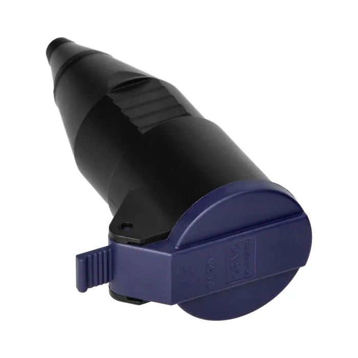 140920 - Workshop socket with a cover, 2P+E Schuko, black