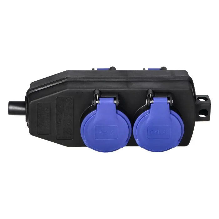 140922 - 4-way weatherproof extension socket, shock-resistant, 4x2P+E, 16A, IP44